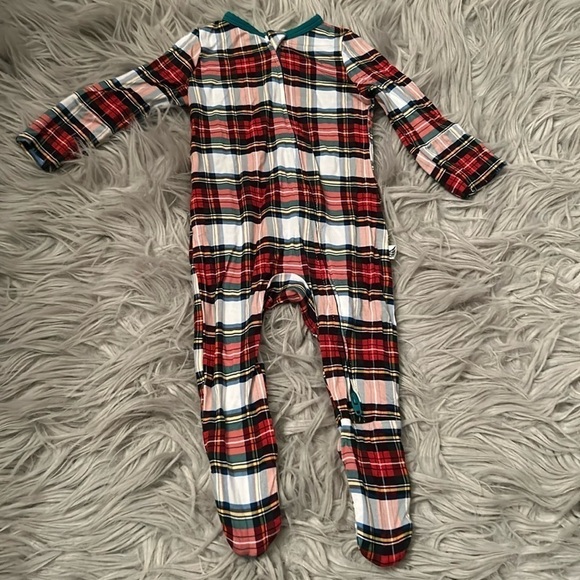 Free Birdees Double Zip Winter Holiday Plaid Onesie - Picture 2 of 7